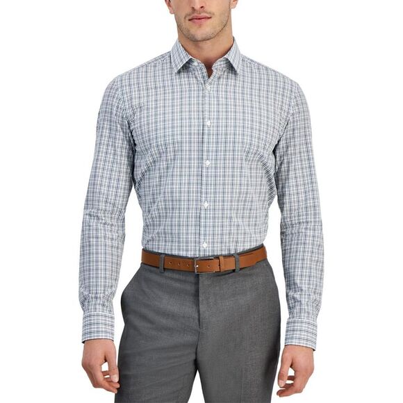 Hugo Boss Mens Gingham Print Button Down Dress Shirt, , NWT - Picture 1 of 1